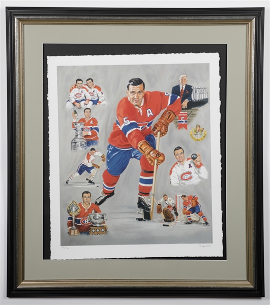Bernard "Boom Boom" Geoffrion Montreal Canadiens Limited-Edition Retirement Night Michel Lapensee Framed Lithograph #76/100