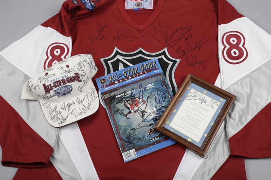 NHL All-Star Game 1998-2001 Memorabilia and Autograph Collection of 15+ Including Signatures of Gretzky, Howe, Dryden and Others