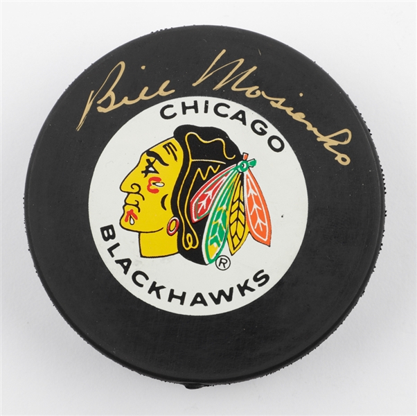 Deceased HOFer Bill Mosienko Signed Chicago Black Hawks Puck with COA