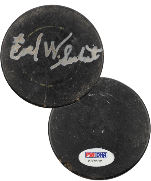 Deceased HOFer Earl Seibert Signed Puck with PSA/DNA COA