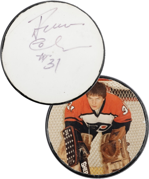 Pelle Lindbergh Signed Philadelphia Flyers Puck with JSA LOA