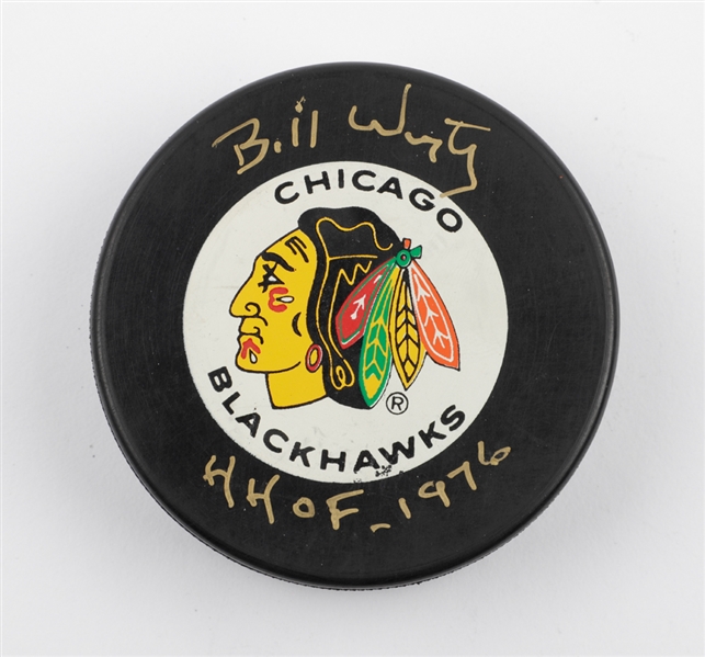 Deceased HOFer Bill Wirtz Signed Chicago Black Hawks Puck with JSA LOA