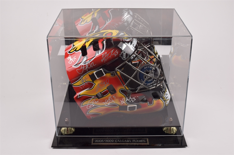 Calgary Flames 2008-09 Team-Signed Full Size Goalie Mask with COA