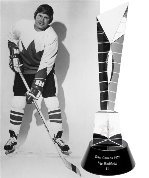 Vic Hadfields 2012 Canadas Walk of Fame "1972 Team Canada" Trophy with His Signed LOA (15")