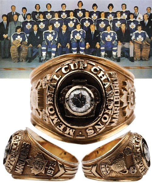 Dennis Owchars 1972-73 Toronto Marlboros Memorial Cup Championship 10K Gold and Diamond Ring with His Signed LOA