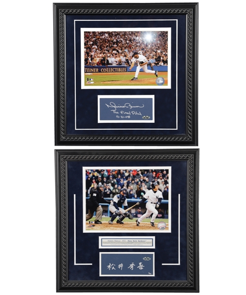 Mariano Rivera (Last Pitch) and Hideki Matsui (Grand Slam) Signed New York Yankees Framed Photos with Steiner COAs