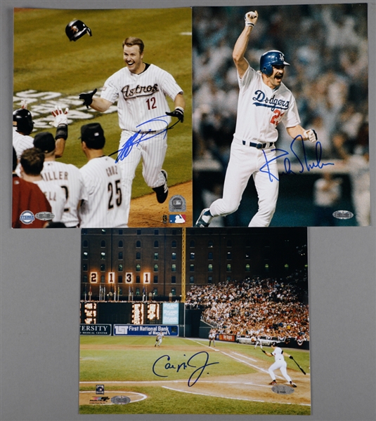 Cal Ripken Jr "2131", Kirk Gibson "1988 World Series" and Jeff Kent "2004 NLCS" Signed Photos with Steiner COAs