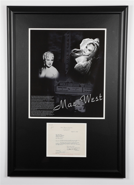 American Actress/Singer Mae West Signed 1946 Select Theatres Corporation Letter Framed Display (25 ¼” x 36 ¼”) - JSA Certified  