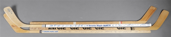 Toronto Maple Leafs 1980s/1990s Team-Signed Stick Collection of 3 Plus 1972-73 Souvenir Stick