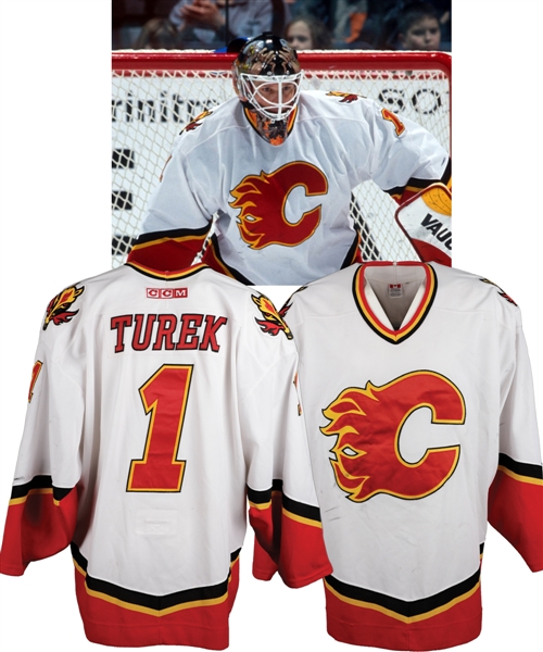 Roman Tureks 2001-02 Calgary Flames Game-Worn Jersey - Photo-Matched!