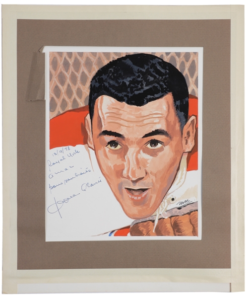 Deceased HOFer Jacques Plante Montreal Canadiens Signed Original Painting by Carleton "Mac" McDiarmid