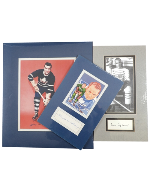 Deceased HOFers King Clancy, Happy Day and Harry Watson Signed Toronto Maple Leafs Matted Displays