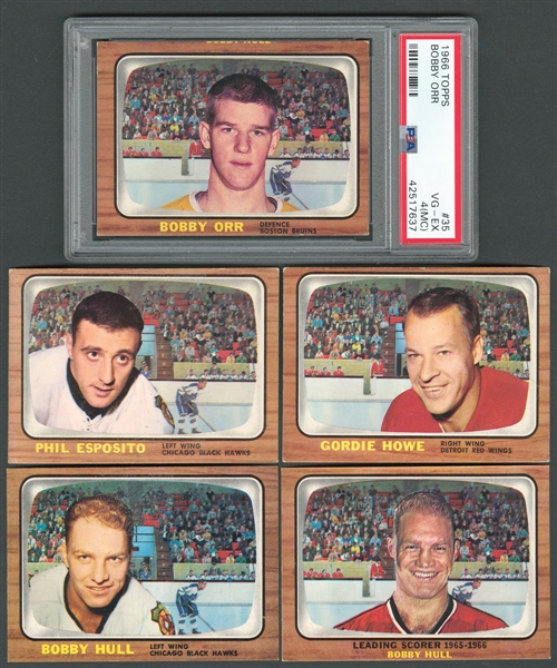 1966-67 Topps Hockey Complete 132-Card Set with Bobby Orr Rookie Card Graded PSA 4 (MC)