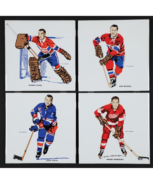 1962-63 H.M. Cowans/Screenarts Tile Collection of 9 Including Jean Beliveau, Doug Harvey and Jacques Plante