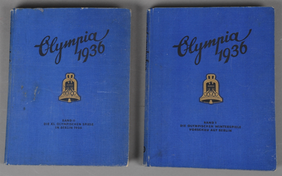 1936 Winter and Summer Olympics "Olympia" Albums I & II Complete with All Reemstra Cigarette Pictures Including Hockey, Jesse Owens, Sonja Henie and More!