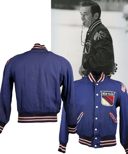 Emile Francis 1960s New York Rangers Team Jacket with Embroidered Team Crest Originally Obtained from Francis with LOA