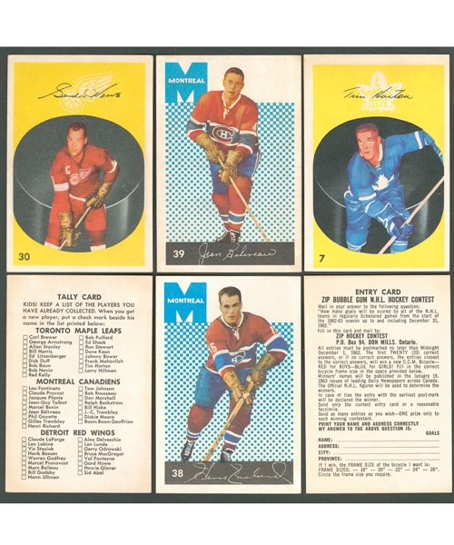 1962-63 Parkhurst Hockey Complete 56-Card Set Including Tally Card and Zip Contest Card