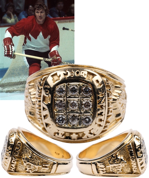 Vic Hadfields Team Canada 1972 "Team of the Century" 14K Gold and Diamond Ring with His Signed LOA