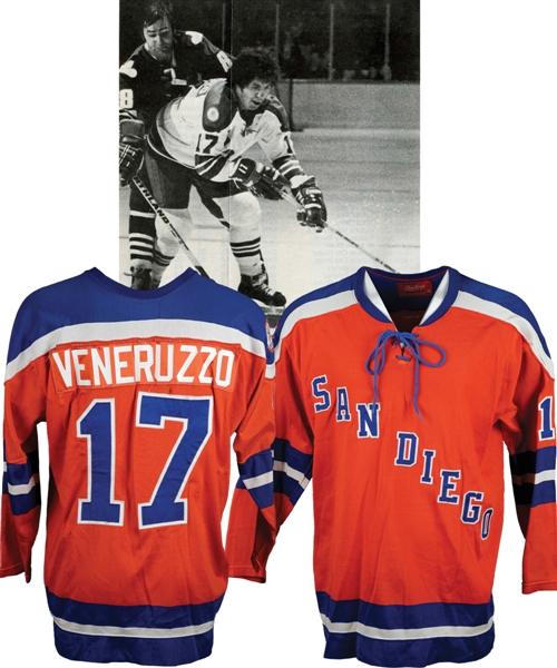 Gary Veneruzzos 1976-77 WHA San Diego Mariners Game-Worn Jersey 