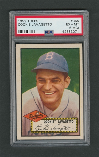 1952 Topps Baseball Card #365 Cookie Lavagetto - Graded PSA 6 (MC)
