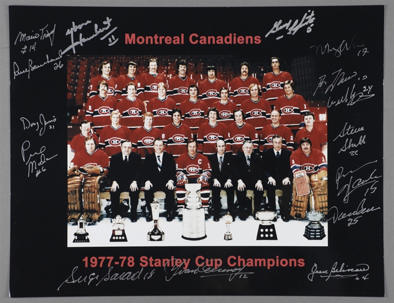 Montreal Canadiens 1977-78 Stanley Cup Champions Team-Signed Photo by 15 with LOA (12” x 15”)