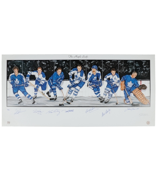 Toronto Maple Leafs Limited-Edition Lithograph Autographed by 7 HOFers with LOA (18" x 39")