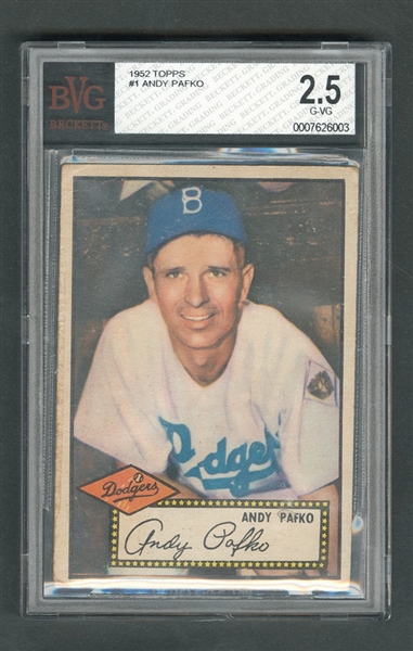 1952 Topps Baseball Card #1 Andy Pafko - BVG-Graded 2.5 G/VG