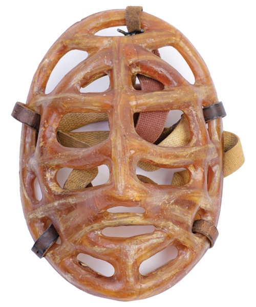 Fibrosport 1960s Fiberglass Hockey Pretzel Goalie Mask - Jacques Plantes Company!