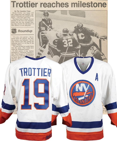 Bryan Trottiers 1989-90 New York Islanders "500th Goal" Game-Worn Alternate Captains Jersey with Family LOA - Photo-Matched!