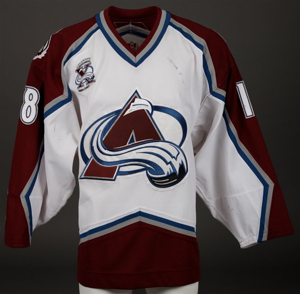 Alex Tanguays 2005-06 Colorado Avalanche Game-Worn Stanley Cup Playoffs Jersey with LOA - 10th Season Patch! - Photo-Matched!