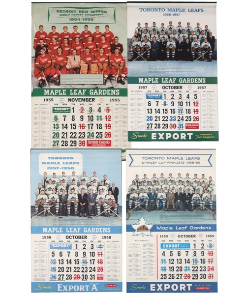 Toronto Maple Leafs 1954-55 to 1975-76 Maple Leaf Gardens Calendar Collection of 19