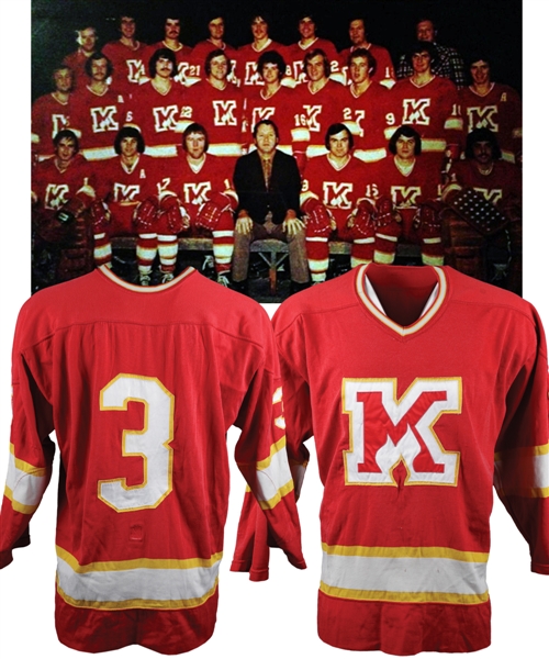 CHL Omaha Knights 1973-75 Game-Worn Jersey with LOA - Recycled from Atlanta Flames 1972-73 Inaugural Season - Team Repairs!