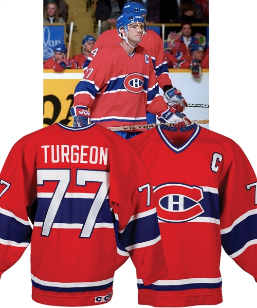 Pierre Turgeons Mid-1990s Montreal Canadiens Game-Worn Captains Jersey