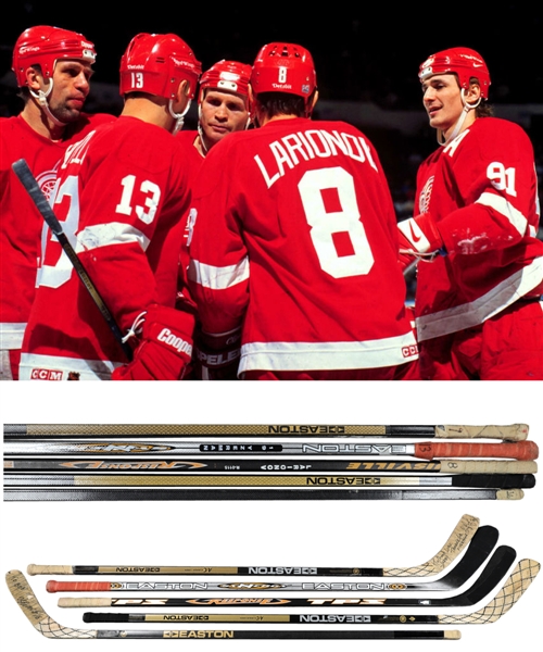 Detroit Red Wings 1990s/Early-2000s "Russian Five" Game-Used Stick Collection of 5 - Konstantinov, Fedorov, Fetisov, Larionov and Kozlov