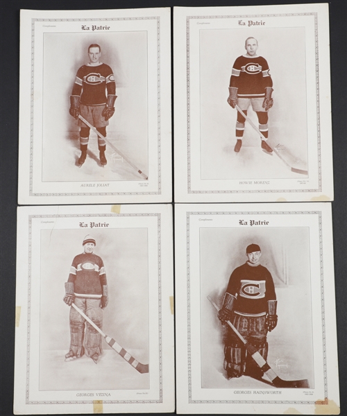 Montreal Canadiens 1927-28 "La Patrie" Complete 21-Photo Set with Morenz, Joliat, Hainsworth and Vezina