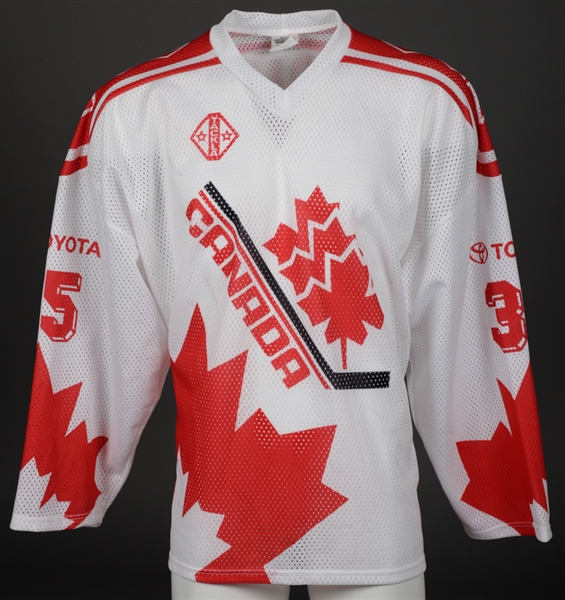 Jocelyn Thibaults 1993 Canadian National Junior Team Game-Worn Pre-Tournament Jersey