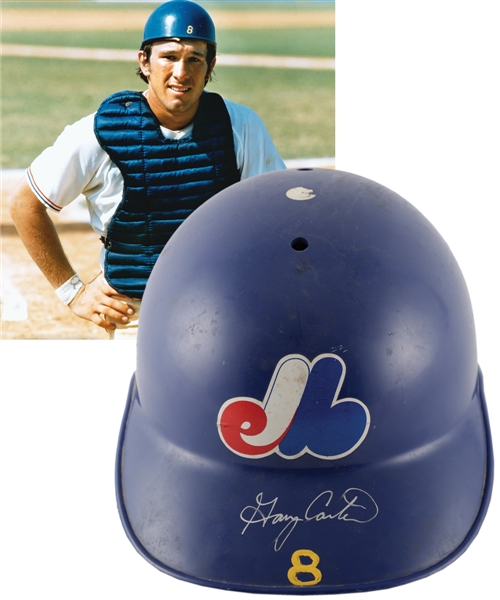 Gary Carters 1975 Montreal Expos Signed Game-Worn Rookie Season Helmet