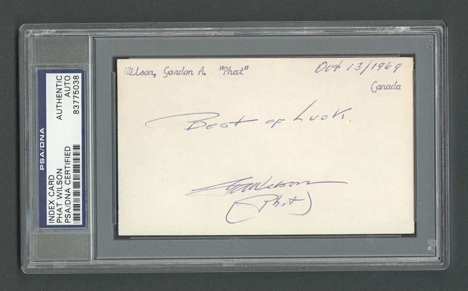 Deceased HOFer Gordon "Phat" Wilson Signed Index Card - PSA/DNA Certified