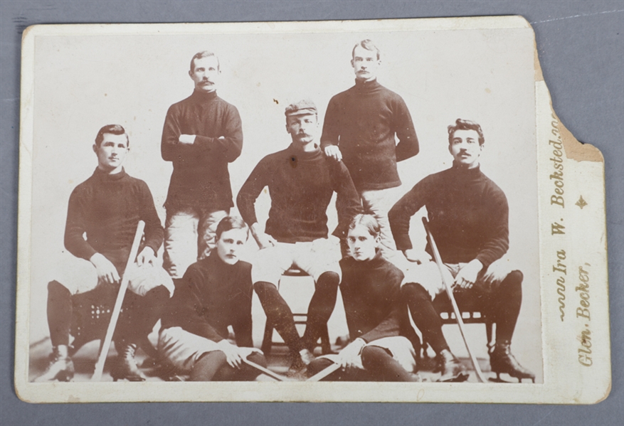 Vintage 1890s Hockey Team Cabinet Team Photo Plus "National Hockey Monument" Sculpture