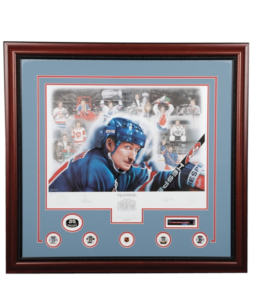 Wayne Gretzky Signed 1999 Hockey Hall of Fame Induction Limited-Edition Framed Lithograph #303/999 by Daniel Parry with COA (37” x 39 ½”)