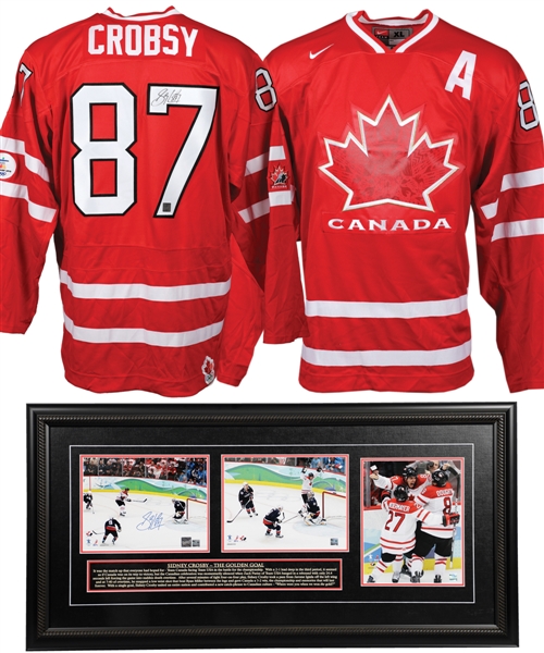 Sidney Crosby 2010 Olympics Team Canada Signed Jersey and "The Golden Goal" Framed Display with COAs