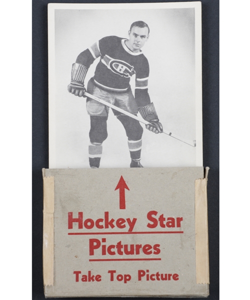 Scarce 1939-40 (1940-41) O-Pee-Chee Hockey Cards Store Vendor Dispensing Box Plus 1939-40 O-Pee-Chee V301-1 Hockey Card #26 of Georges Mantha