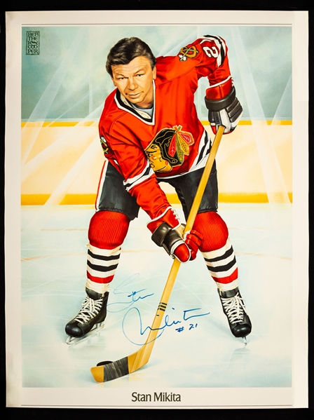 Stan Mikita, Henri Richard, Darryl Sittler and Alex Delvecchio Signed Color Posters