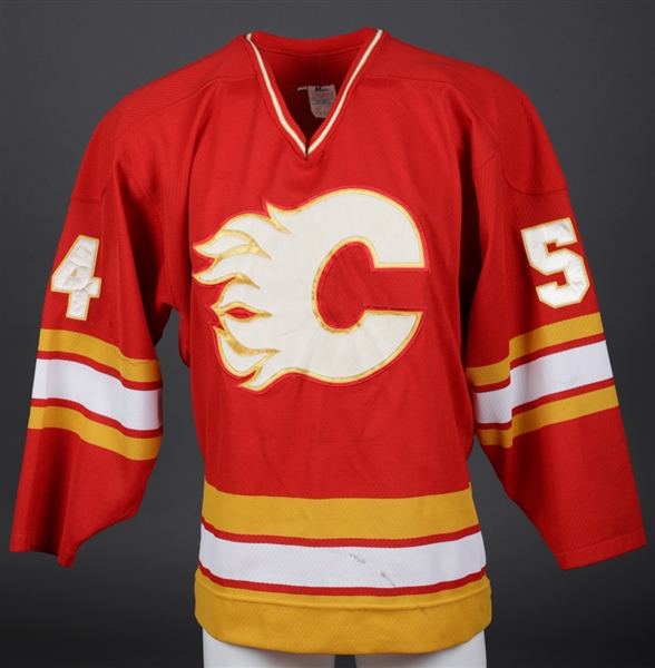 Calgary Flames 1993-94 Training Camp Red #54 Pre-Season Worn Jersey