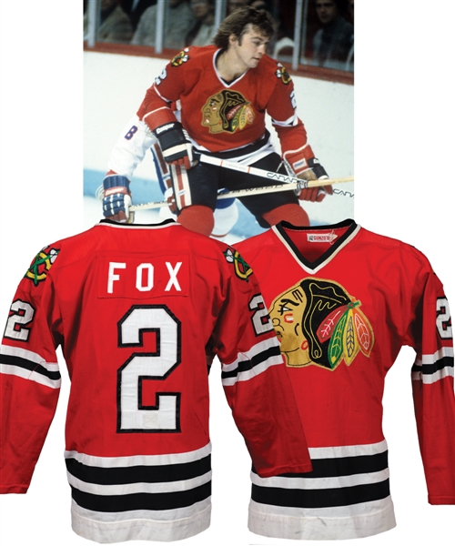 Greg Foxs 1980-81 Chicago Black Hawks Game-Worn Jersey - Nice Game Wear! - Photo-Matched!