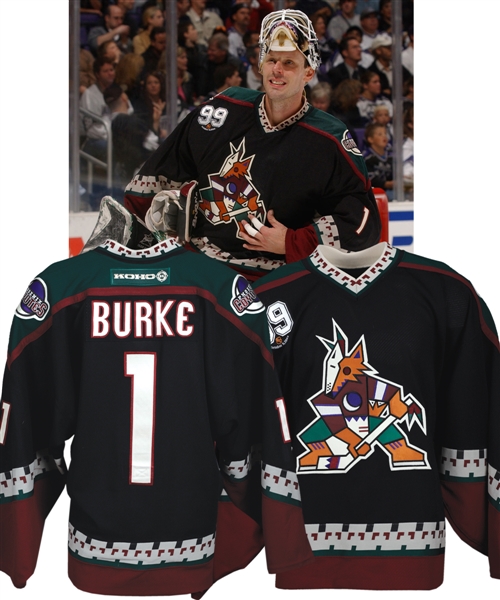 Sean Burkes 2002-03 Phoenix Coyotes Game-Worn Jersey with "99" Patch from L.A. Kings Gretzky Jersey Retirement Game - Photo-Matched!