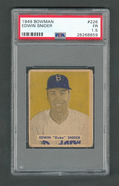 1949 Bowman Baseball Card #226 HOFer Ed "Duke" Snider RC - Graded PSA 1.5