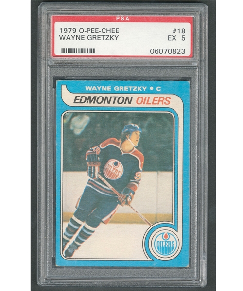 1979-80 O-Pee-Chee Hockey Card #18 HOFer Wayne Gretzky RC - Graded PSA 5