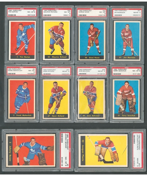 1960-61 Parkhurst Hockey PSA-Graded Complete High Grade 61-Card Set - All Graded PSA 8 NM-MT or Better! 