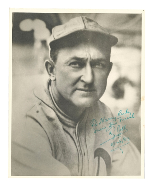 Deceased HOFer Ty Cobb Signed Philadelphia Athletics Photo with PSA/DNA and SGC LOAs